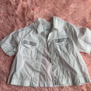 Burberry Kids White Short Sleeve Button-Down Shirt